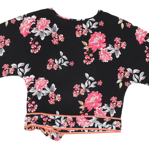 Dorothy Perkins Women's Black Floral Cropped Blouse