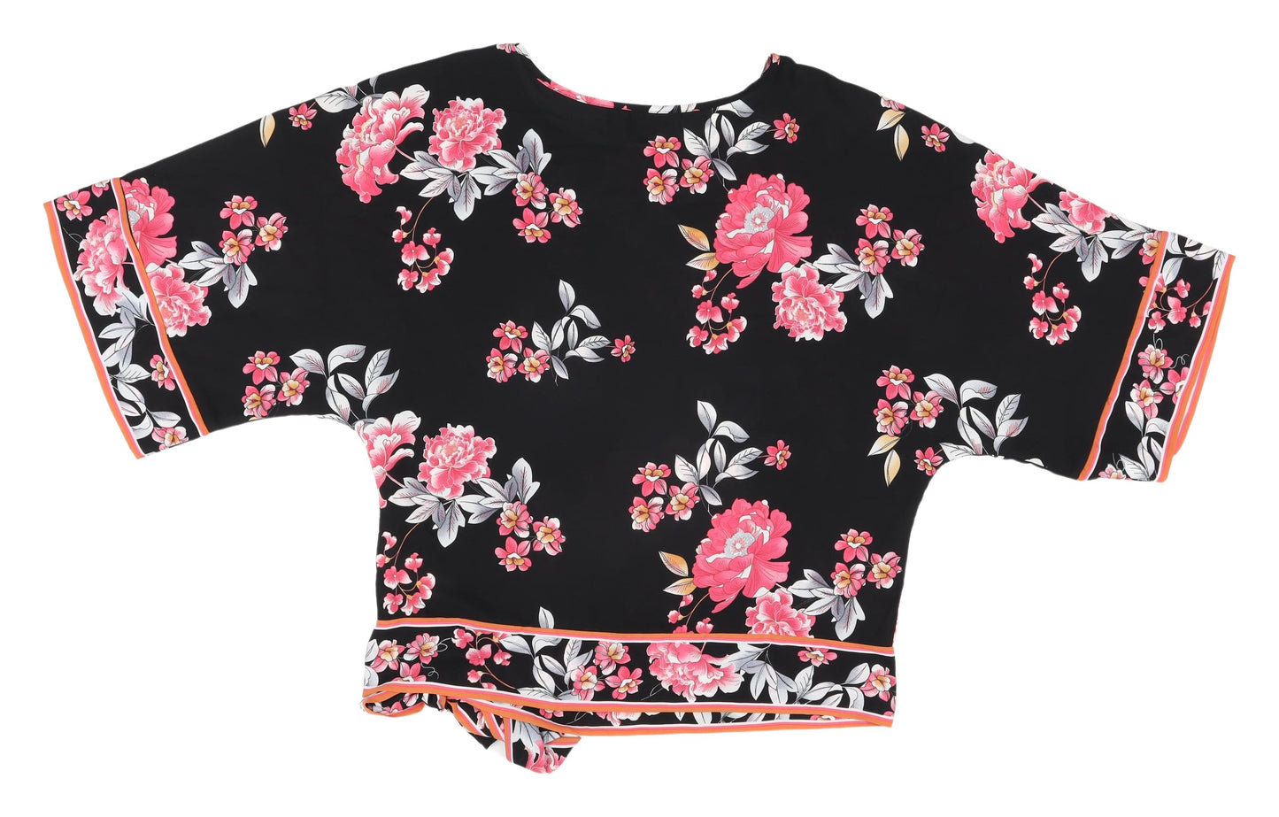 Dorothy Perkins Women's Black Floral Cropped Blouse