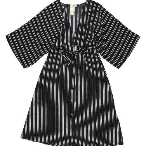 Blu Pepper Women's Black Striped Shirt Dress S