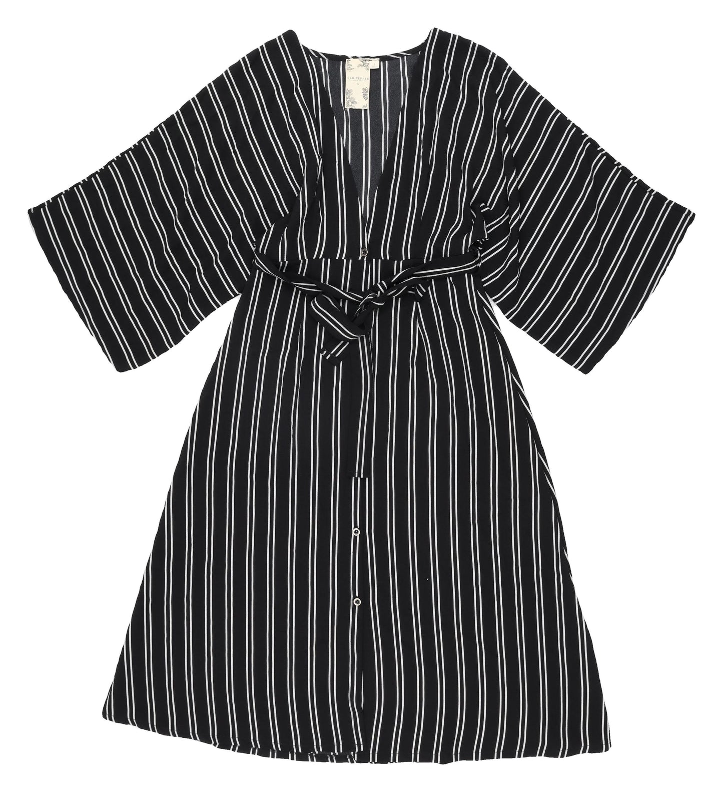Blu Pepper Women's Black Striped Shirt Dress S