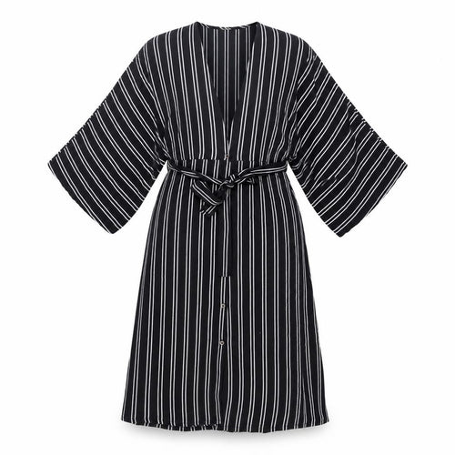 Blu Pepper Women's Black Striped Shirt Dress S