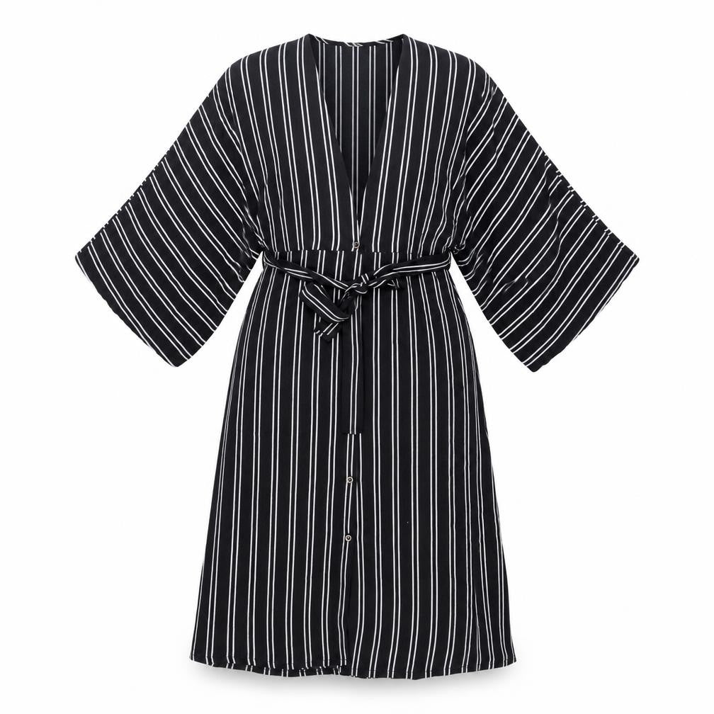 Blu Pepper Women's Black Striped Shirt Dress S