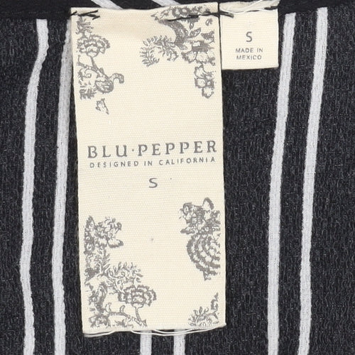 Blu Pepper Women's Black Striped Shirt Dress S
