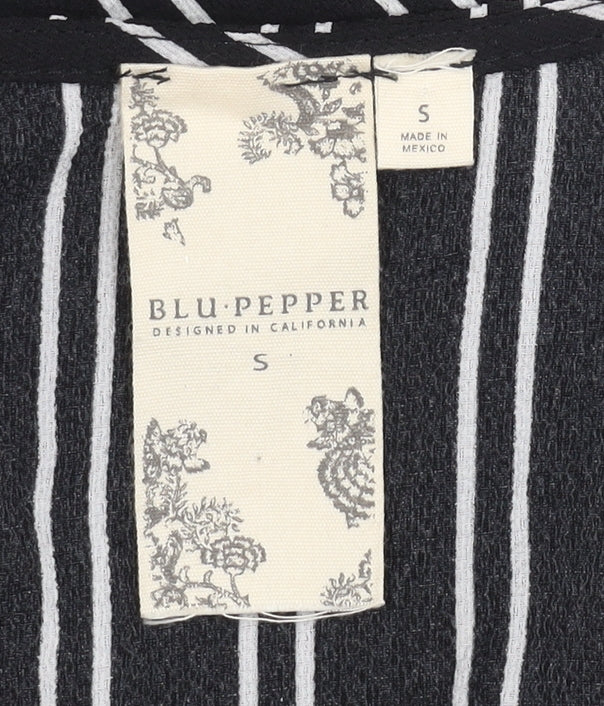 Blu Pepper Women's Black Striped Shirt Dress S