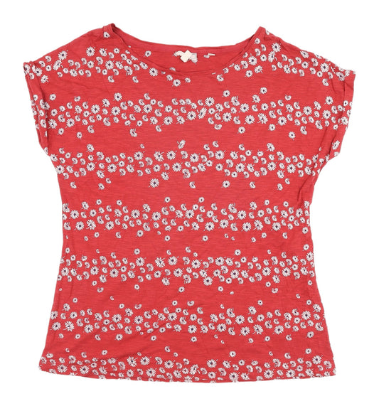 Fat Face Women's Floral Red T-Shirt Size 12