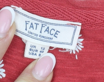 Fat Face Women's Floral Red T-Shirt Size 12