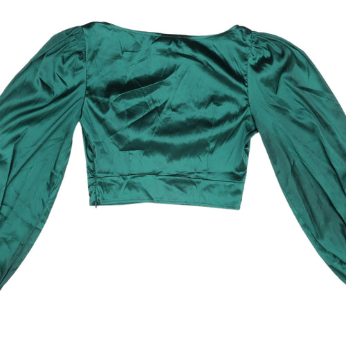 Femme Luxe Green Cropped Blouse, Size 6, Party Top