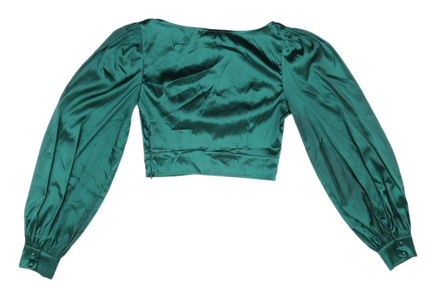 Femme Luxe Green Cropped Blouse, Size 6, Party Top