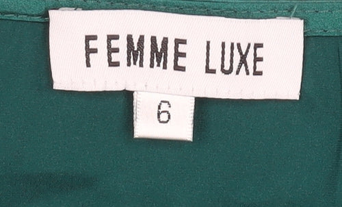 Femme Luxe Green Cropped Blouse, Size 6, Party Top