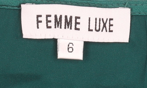 Femme Luxe Green Cropped Blouse, Size 6, Party Top