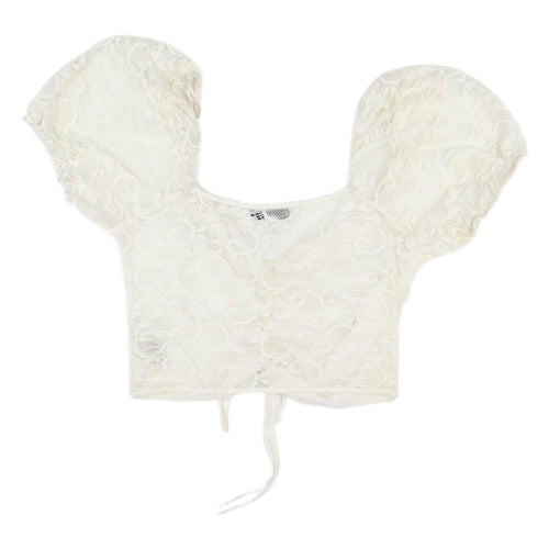 Topshop Women's White Lace Cropped Blouse UK 12