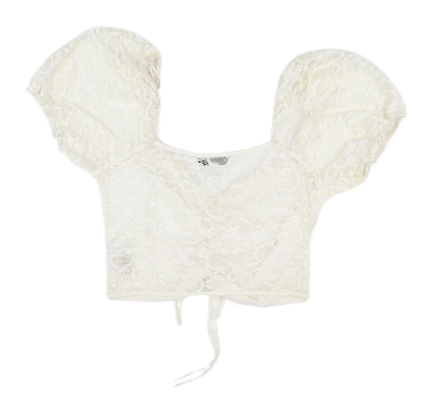 Topshop Women's White Lace Cropped Blouse UK 12