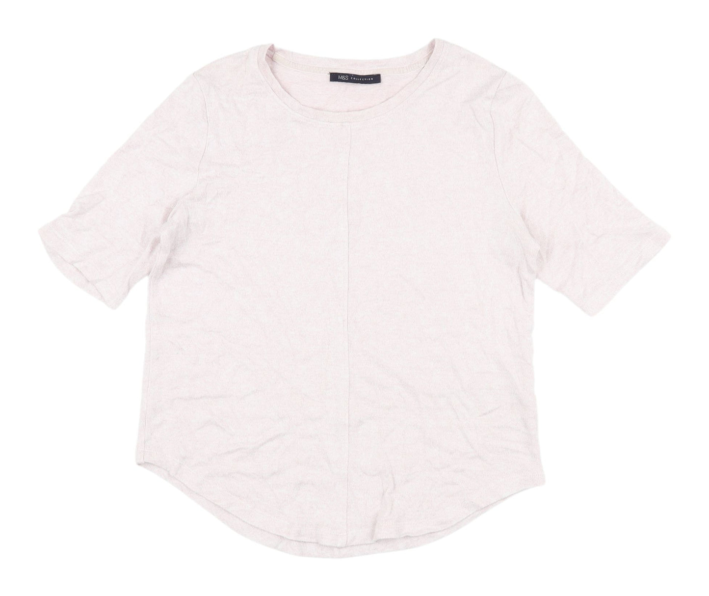 Marks and Spencer Pink Crew Neck T-Shirt - Size 8 Short Sleeve
