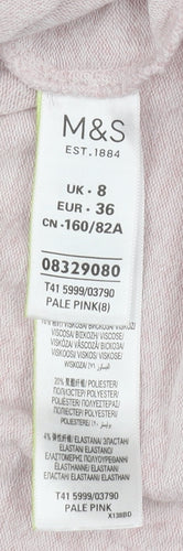 Marks and Spencer Pink Crew Neck T-Shirt - Size 8 Short Sleeve