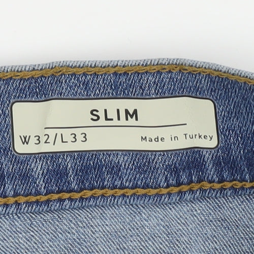 Marks and Spencer Men's Blue Slim Jeans, Size M, 32W, 33L
