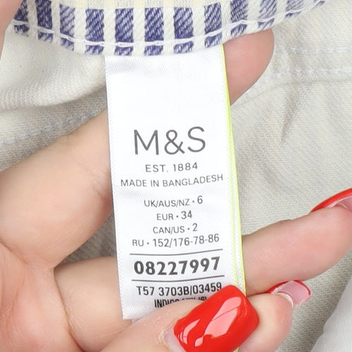Marks & Spencer Women's Blue Stripe Boyfriend Shorts