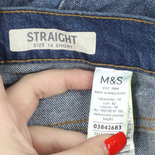 Marks and Spencer Women's Blue Straight Jeans, Size 14