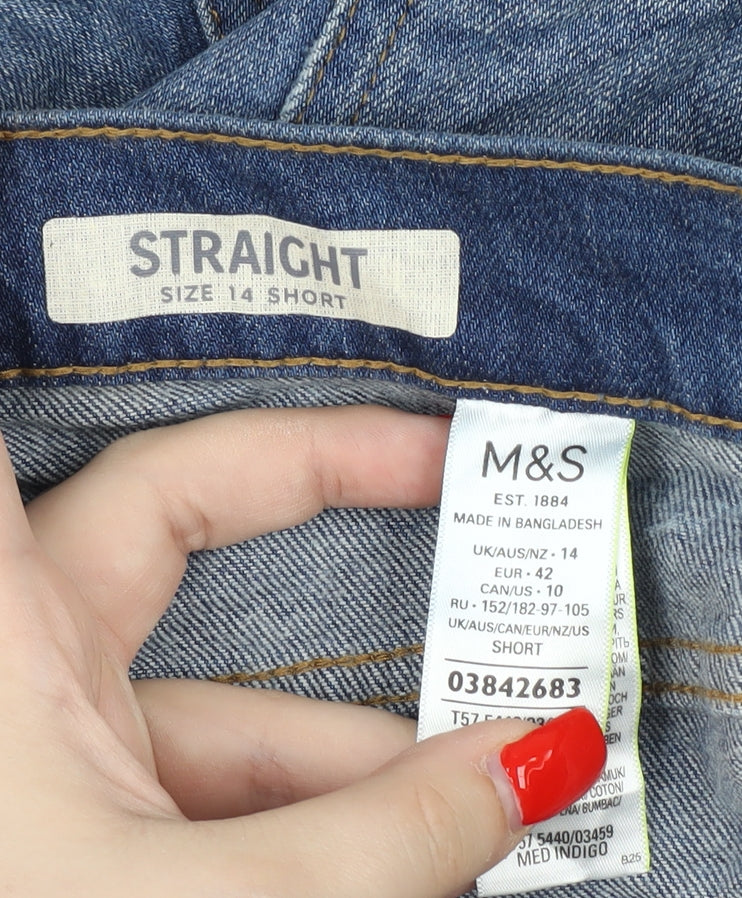 Marks and Spencer Women's Blue Straight Jeans, Size 14