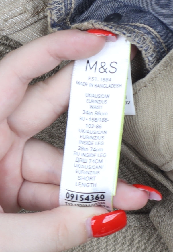 Marks & Spencer Men's Beige Slim Straight Jeans 34W 29L