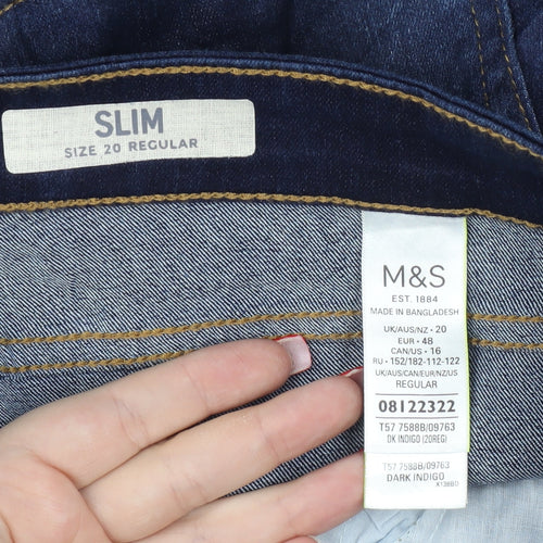 Marks and Spencer Women Blue Slim Jeans Size 20