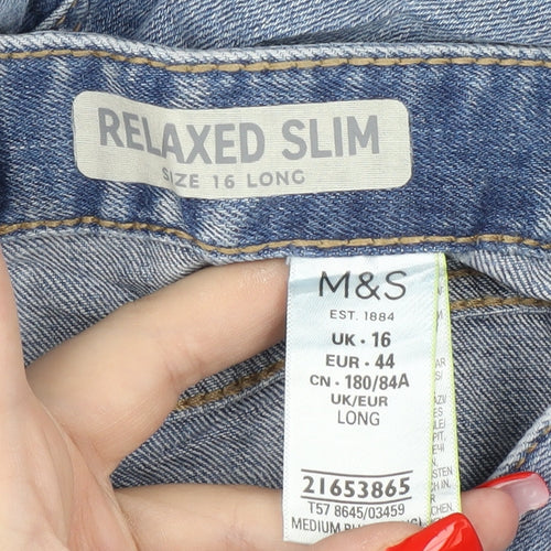 Marks and Spencer Women's Blue Relaxed Jeans Size 16