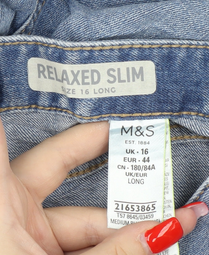 Marks and Spencer Women's Blue Relaxed Jeans Size 16