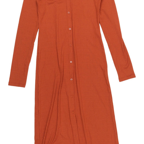 Stradivarius Women's Red Midi Shirt Dress, Size 12