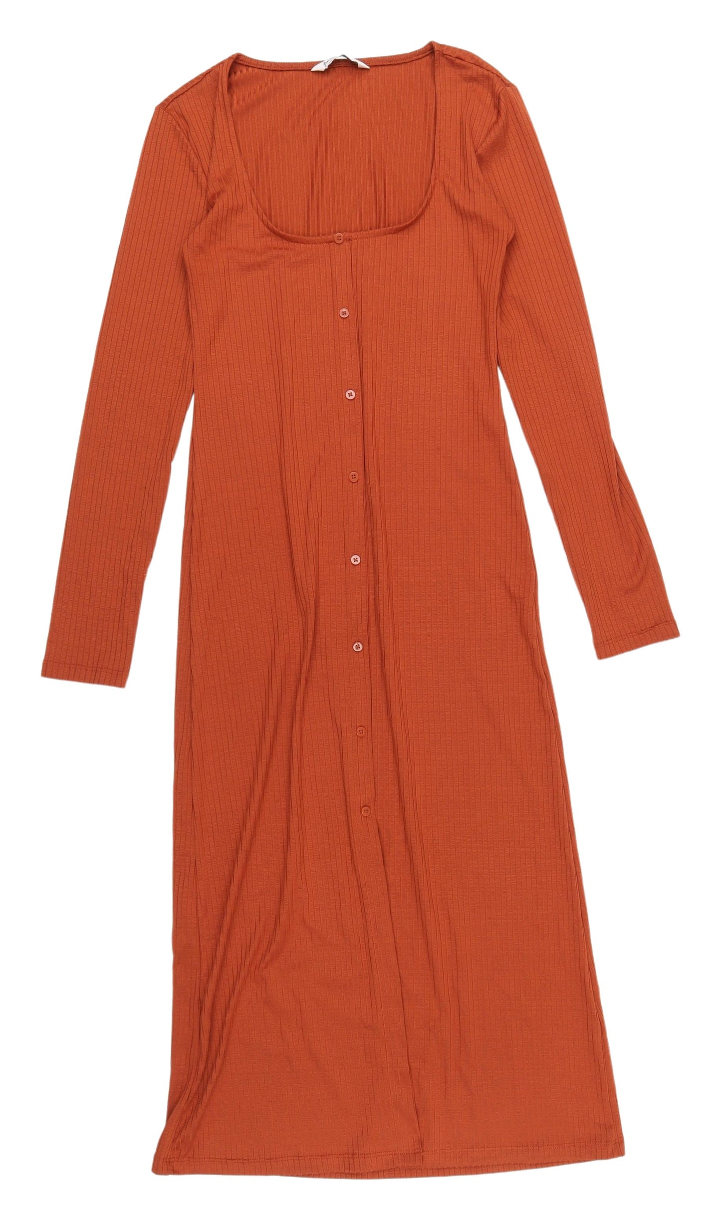 Stradivarius Women's Red Midi Shirt Dress, Size 12