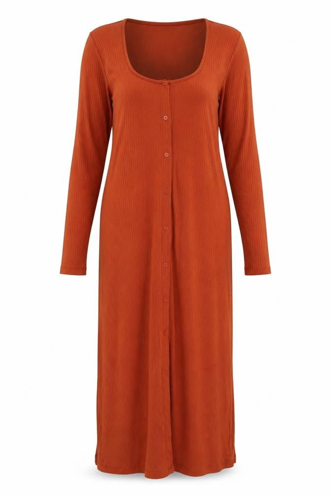 Front view of Stradivarius Women's Red Midi Shirt Dress, size 12
