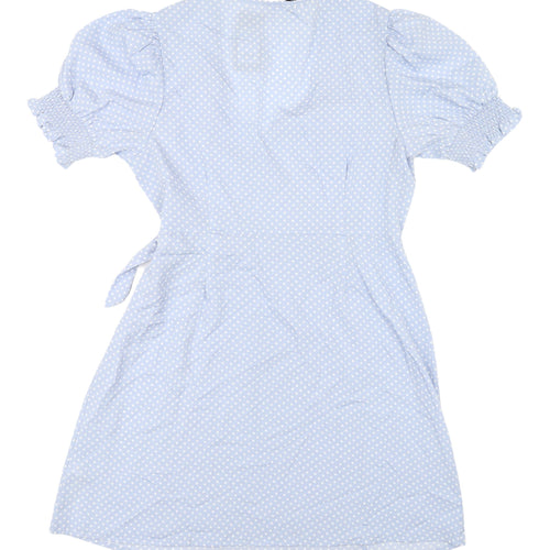 New Look Women's Blue Polka Dot Wrap Dress, Size 14