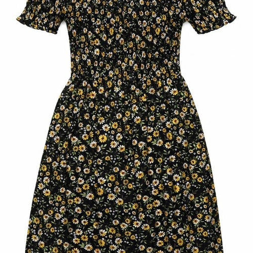 Stradivarius Women's Black Floral Fit & Flare Dress, 8