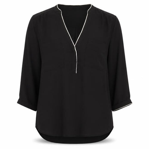 H&M Women's Black V-Neck Blouse - UK 10, 3/4 Sleeve