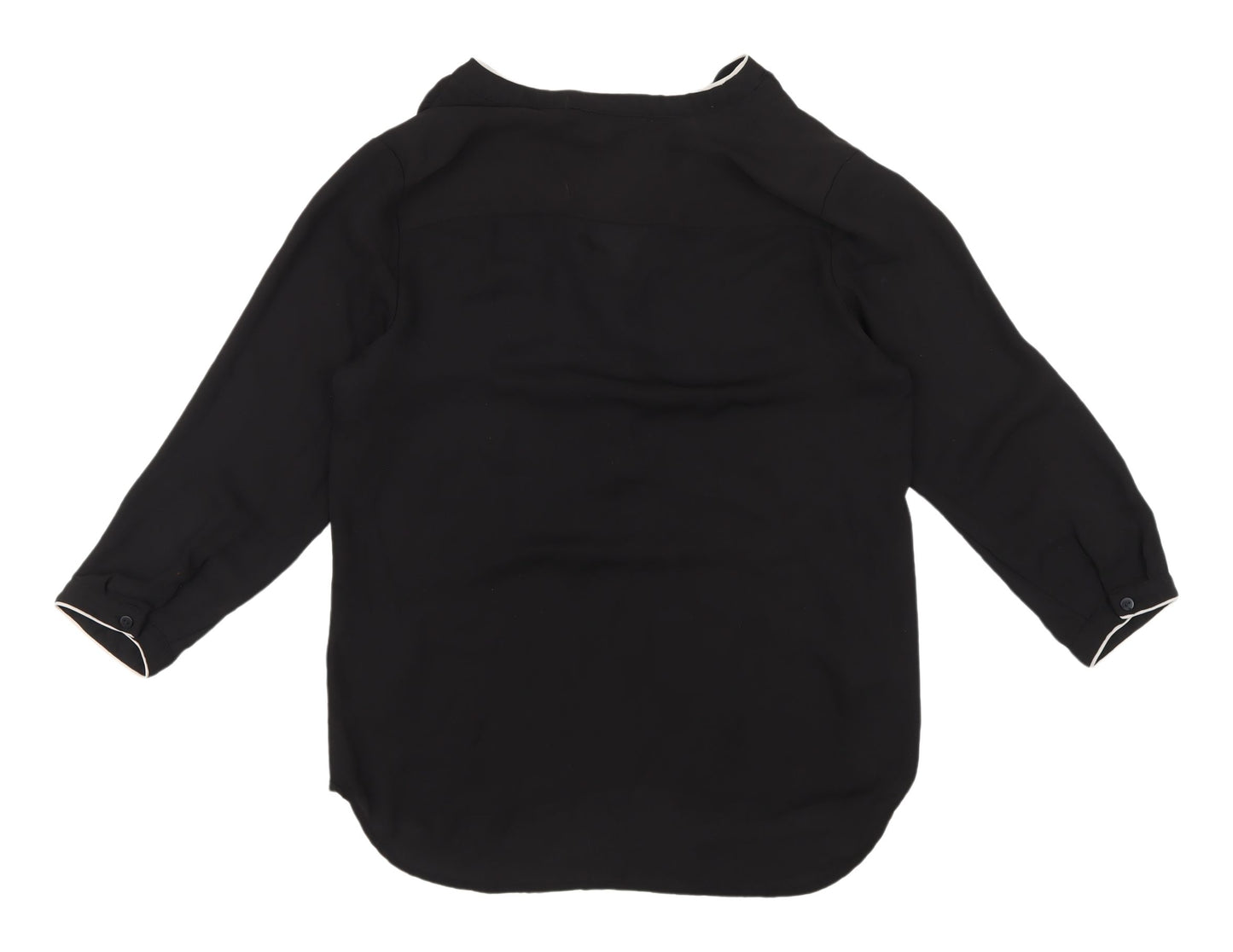 H&M Women's Black V-Neck Blouse - UK 10, 3/4 Sleeve