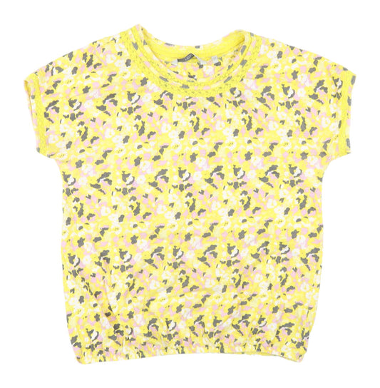 Next Women's Yellow Floral Cotton T-Shirt Size 12