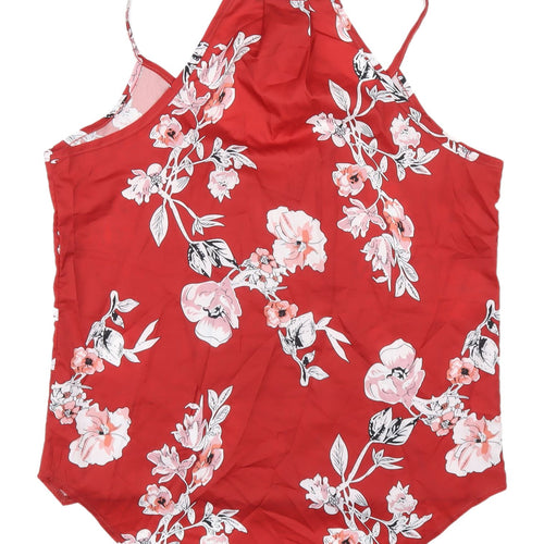 Yoins Women's Red Floral Wrap Tank Top - Size S