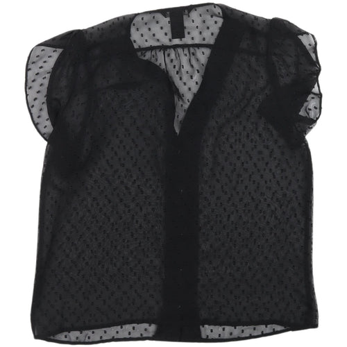 H&M Black Polka Dot Sheer Blouse, Size 10, V-Neck