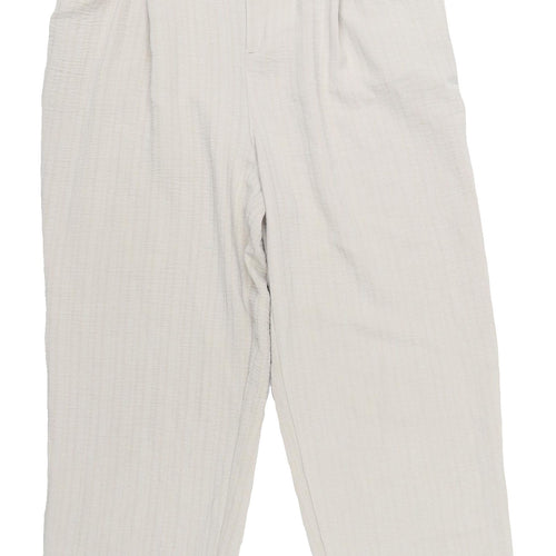 Zara Women's Ivory Pleated Trousers M Belted