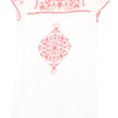 Dotti Women's White Embroidered Shift Dress Size 8