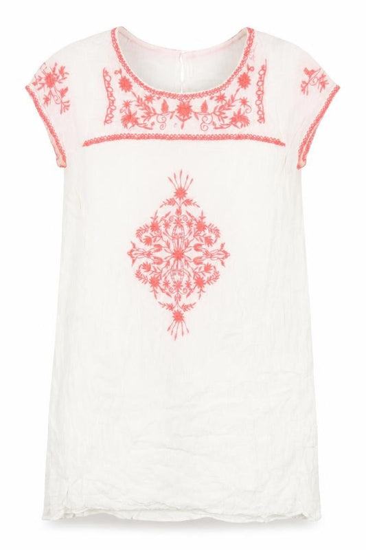 Front view of Dotti Women's White Embroidered Shift Dress, size 8