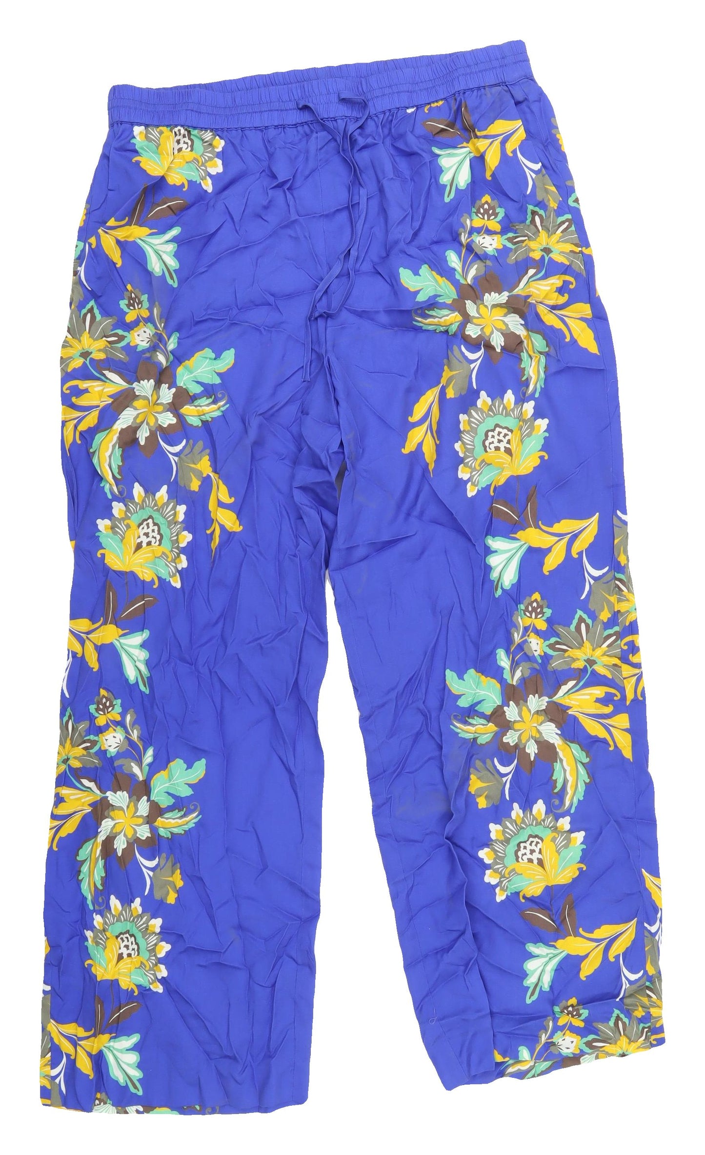 Jaeger Women's Blue Floral Trousers, Size 18