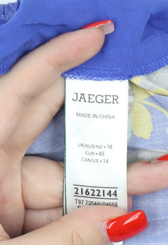 Jaeger Women's Blue Floral Trousers, Size 18