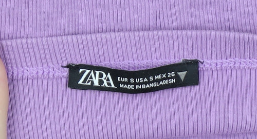 Zara Women’s Purple Cropped Tank Top - Size S