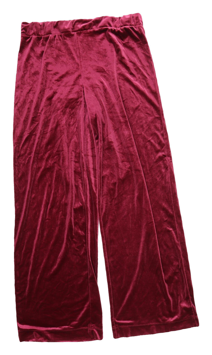 Monki Women's Red Wide-Leg Velvet Trousers S