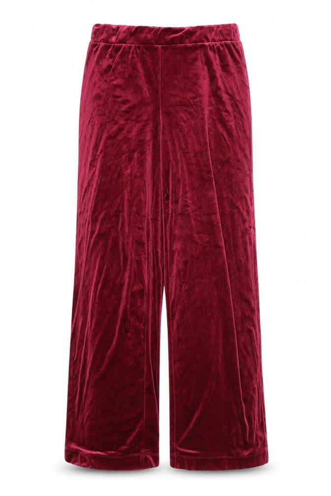 Monki Women's Red Wide-Leg Velvet Trousers S