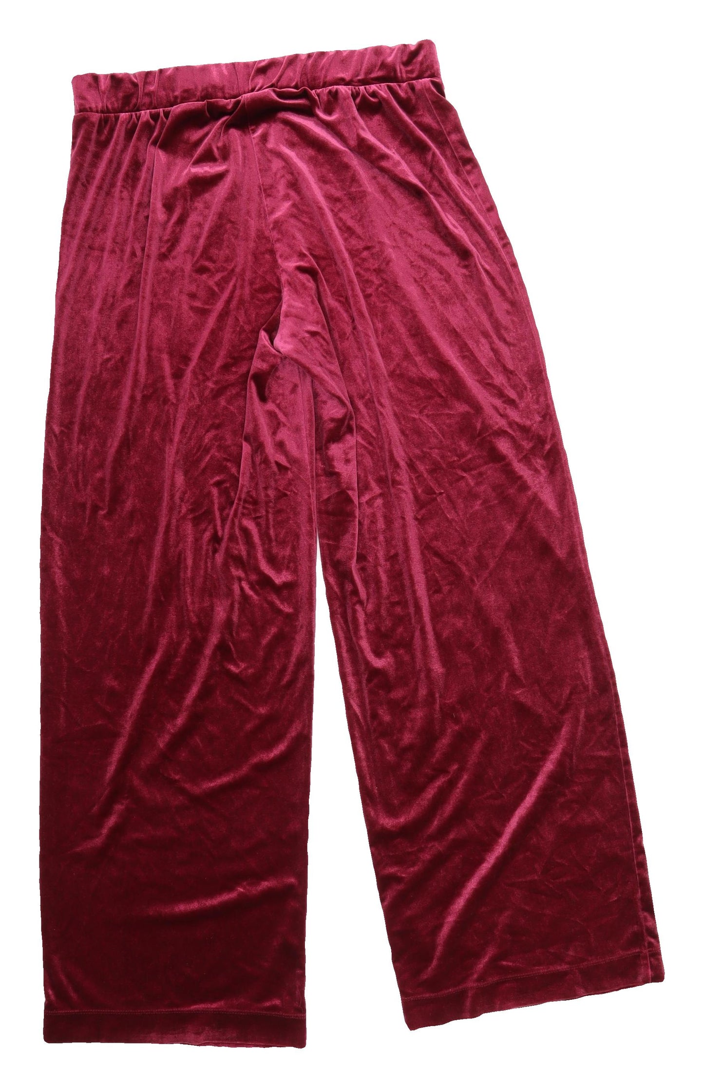 Monki Women's Red Wide-Leg Velvet Trousers S