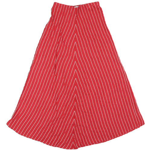 MNG Basics Women's Red Striped Flare Midi Skirt S