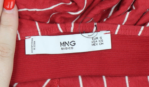 MNG Basics Women's Red Striped Flare Midi Skirt S