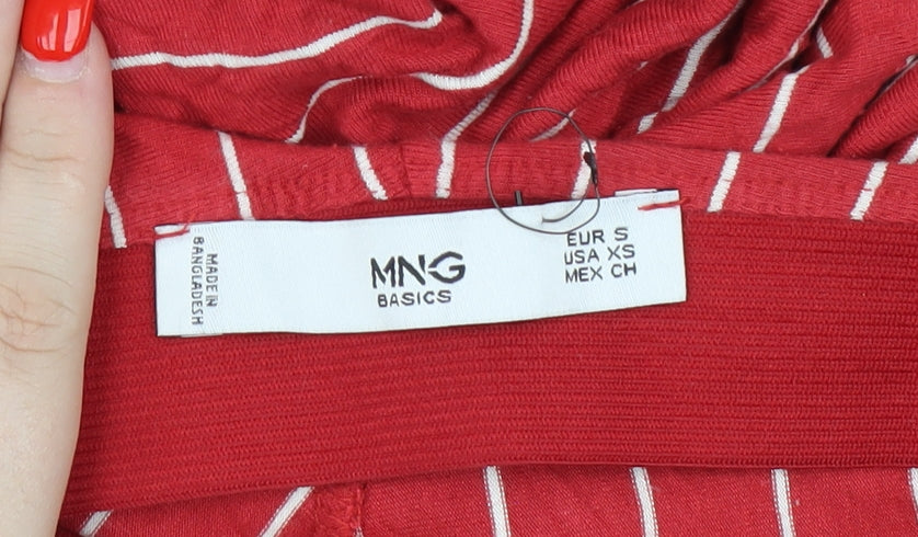 MNG Basics Women's Red Striped Flare Midi Skirt S