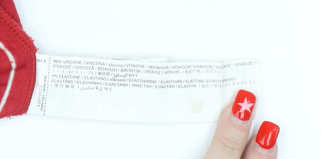 MNG Basics Women's Red Striped Flare Midi Skirt S