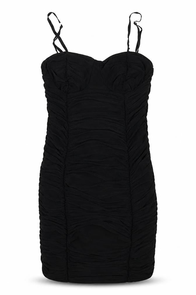 Front view of Pink Vanilla Women's Black Bodycon Dress, size 10